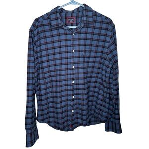 Untuckit Men's Blue Plaid Button-Down Shirt size large
